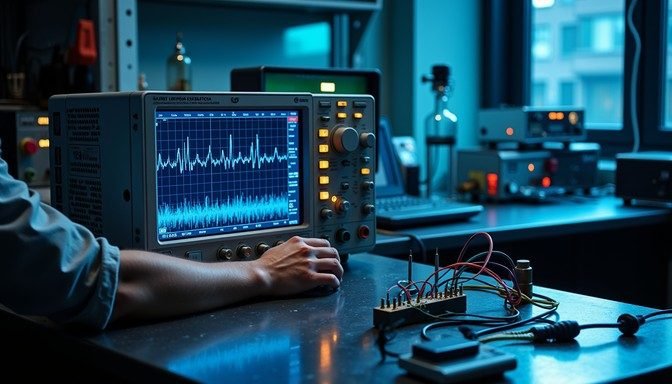 Técnico operando un instrumento de medición en el laboratorio